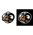 ram head logo on a light and dark background vector image vector image