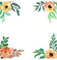 watercolor wreath design with flowers and leaves vector image vector image