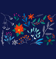 winter floral set decorative christmas vector image