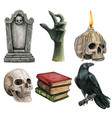 watercolor halloween gothic icon set vector image vector image
