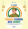 subhash chandra bose jayanti banner design vector image