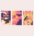 cards in pink and yellow colors about love vector image vector image