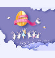 happy easter card with bunny girl and egg vector image