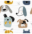 childish seamless pattern with hand drawn dogs vector image vector image