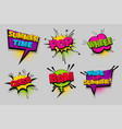 set comic text speech bubble pop art vector image