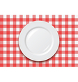 cooking tablecloth and empty plate vector image vector image