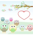 owls and birds on tree branches nature element vector image