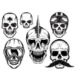 set of six different skulls for design vector image