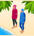 muslim woman in swimsuit isometric vector image