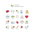 set flat line icons stroke vector image