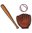 baseball glove ball and bat vector image