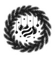 silhouette of a christmas wreath made of fir vector image