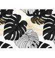 monstera black leaves gold line art botanical vector image vector image