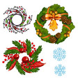 set of homemade christmas wall wreaths isolated vector image