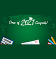 class 2021 congrats text and school colored pen vector image vector image