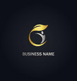 people leaf organic gold logo vector image vector image