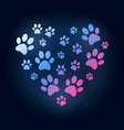 creative heart with dog or cat paw prints vector image vector image