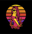 woman flower sunset retro vector image vector image