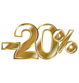 discount minus 20 percent golden shiny numbers vector image