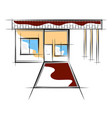 colored sketch of a modern house building vector image