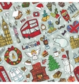 london winter seamless christmas doodles vector image