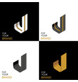 isometric set letter j black white gold palette vector image