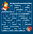 winter fun maze game for children searching path vector image