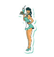 distressed sticker tattoo style icon a pinup vector image vector image