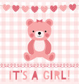 baby girl arrival greeting card vector image vector image