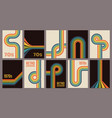 retro 70s geometric posters vintage rainbow color vector image