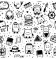seamless pattern cartoonish monsters characters vector image