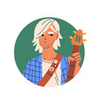 guitar player young man face avatar cool vector image vector image