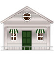 white cottage with green door vector image