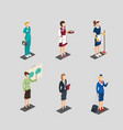 isometric profession female characters set vector image