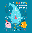 birthday party invitation design cute baby shark vector image