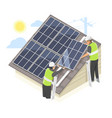 solar roof top house installer team service vector image