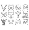 animal doodle icon set drawing sketch vector image