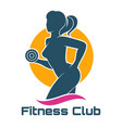 fitness club logo design with posing woman vector image