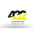 432 black and yellow number logo design vector image