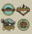 vintage summer camping colorful prints vector image vector image
