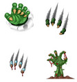 cartoon monster claw ripping through with zombie h vector image