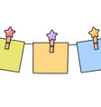 stickers attached with a pin with a star vector image vector image