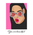 you are beautiful typography slogan with girl vector image vector image