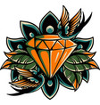 diamond and birds retro vector image