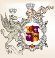 heraldic design with griffin knight and coat arms vector image vector image