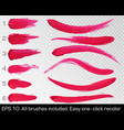 red smears lipstick set texture brush strokes vector image