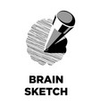 brain sketch pencil creative icon smart vector image