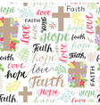 seamless pattern with words faith hope love vector image vector image