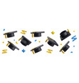 set of flying graduation caps and confetti 3d vector image vector image