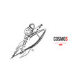 astronaut on a rocket the white background vector image